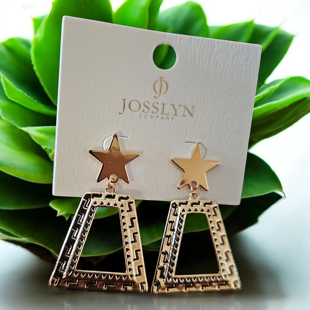 WESTERN TRAPEZOID STAT AZTEC DROP EARRING
